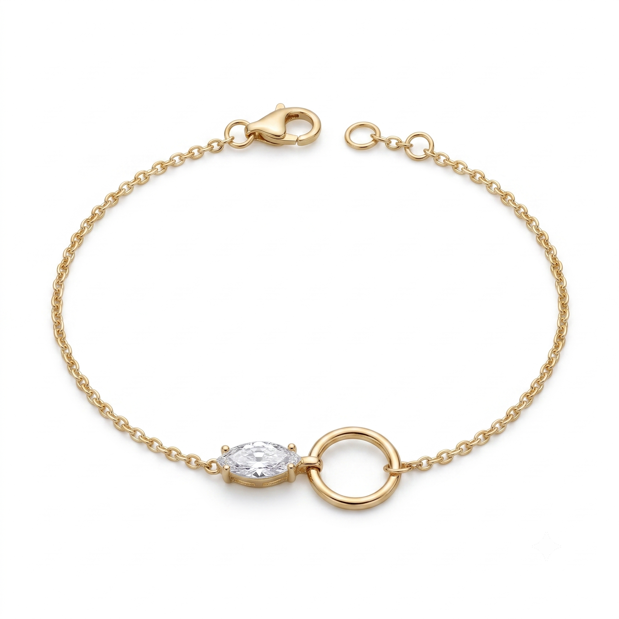 14K Gold | Armband mit Kreis und Zirkonia AB136