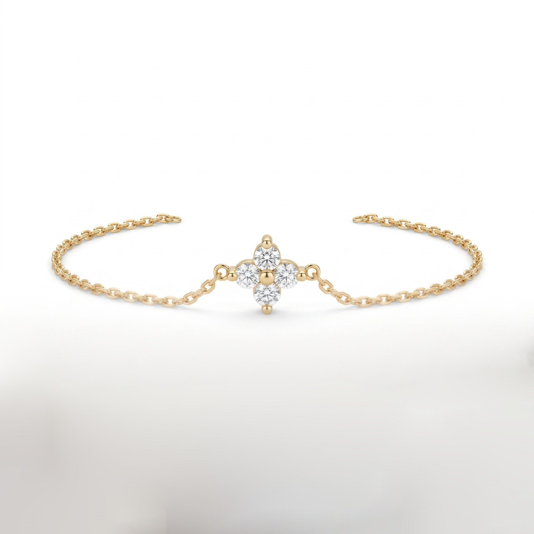 14K Gold | Armband mit Kleeblatt Zirkonia AB134