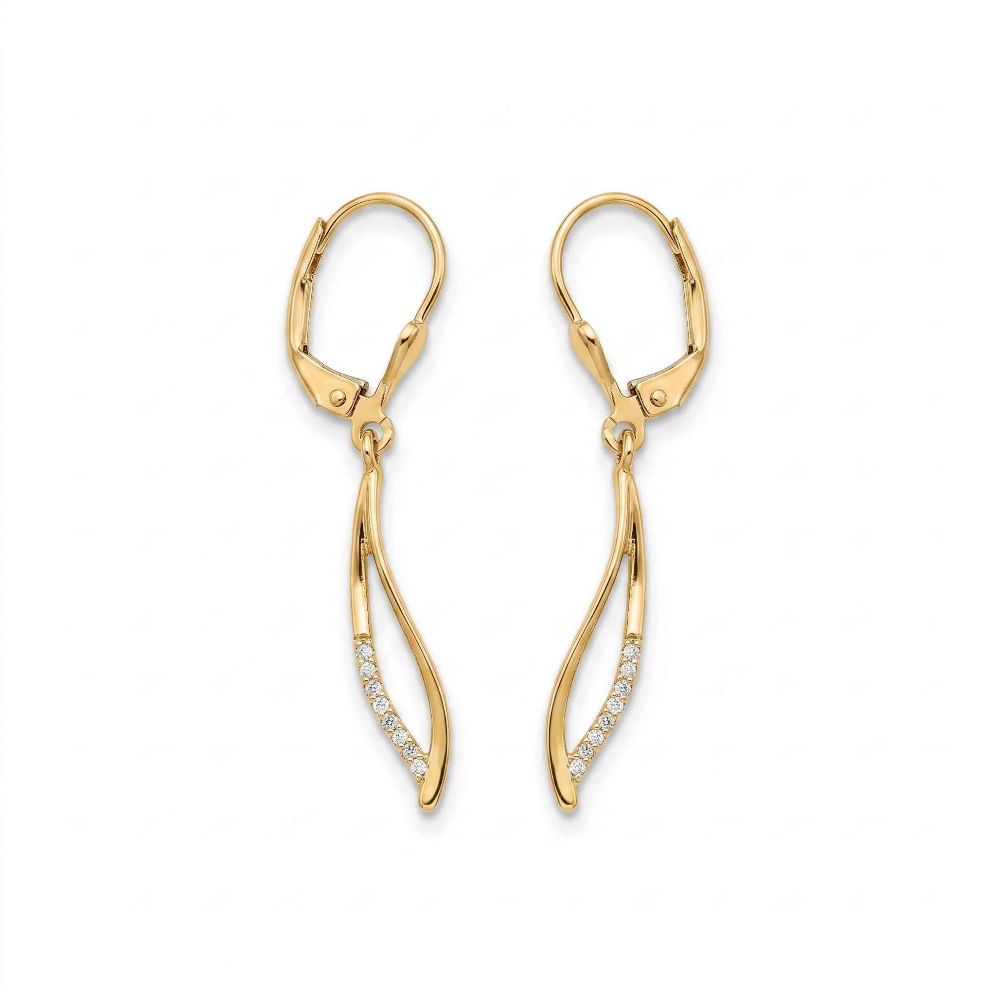 14K Gold | Schwungvolle Ohrhänger mit Zirkonia Steinen O242