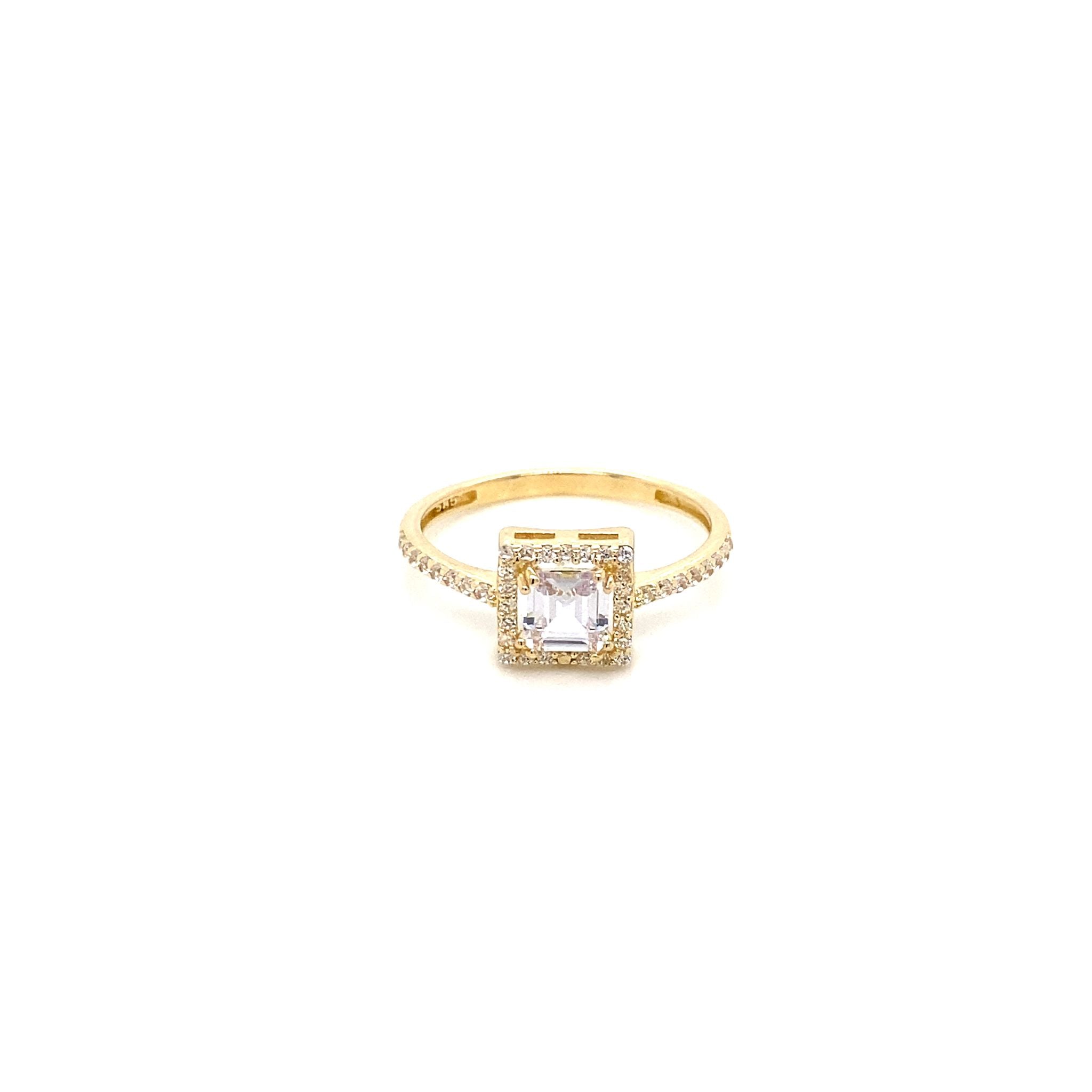 14K Gold | Quadratischer Funkelnder Strahlenkranz Ring – GÜNEY Juwelier