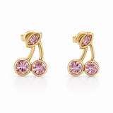 14K Gold | Ohrstecker Kirsche mit Zirkonia O094