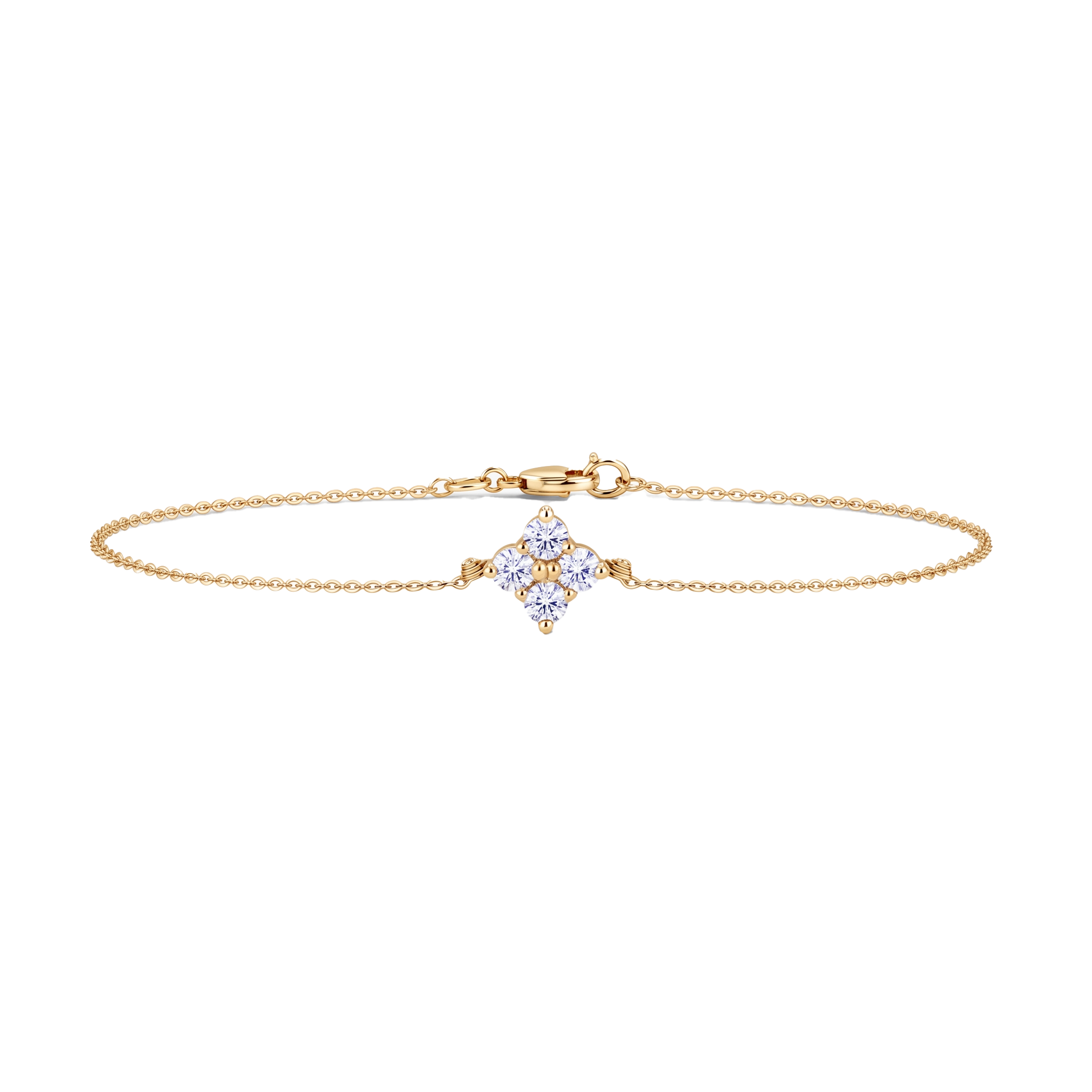 14K Gold | Armband Kleeblatt mit Zirkonia AB110