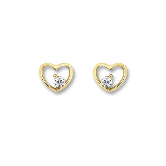 8K Gold | Ohrstecker Herz Zirkonia
