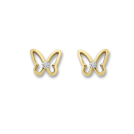 8K Gold | Ohrstecker Schmetterling Zirkonia