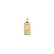 14K Gold | Anhänger mit Zirkonia und Rechteck K083