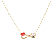 14K Gold | Halskette mit Zirkonia Infinity und Nazar