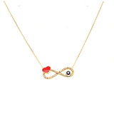 14K Gold | Halskette mit Zirkonia Infinity und Nazar