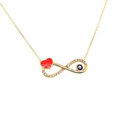 14K Gold | Halskette mit Zirkonia Infinity und Nazar