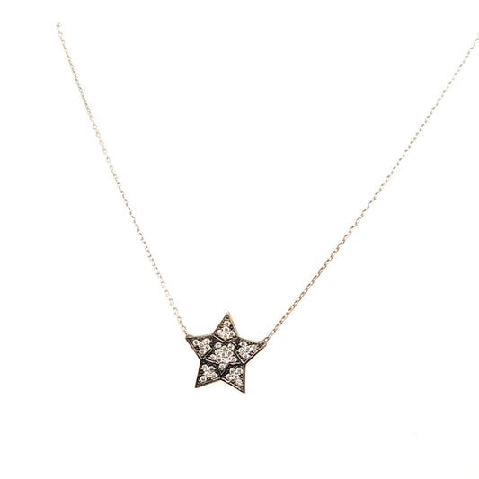 925 Silber |  Halskette Stern mit Zirkonia