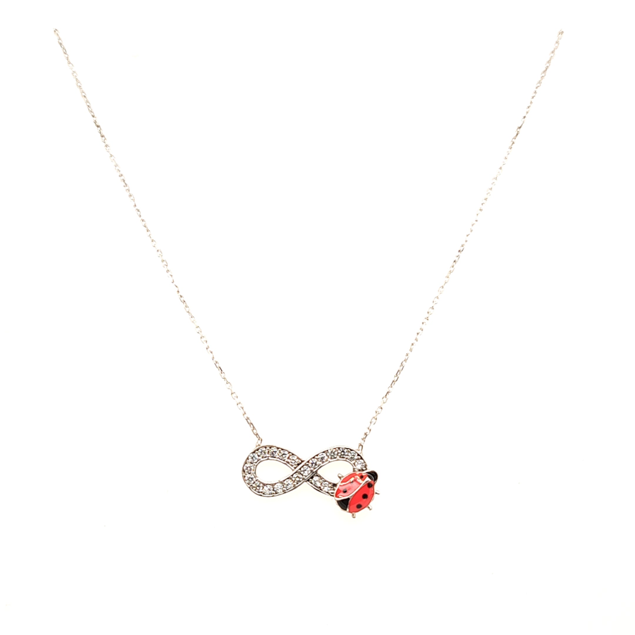 925 Silber |  Halskette Infinity mit Marienkäfer und zirkonia