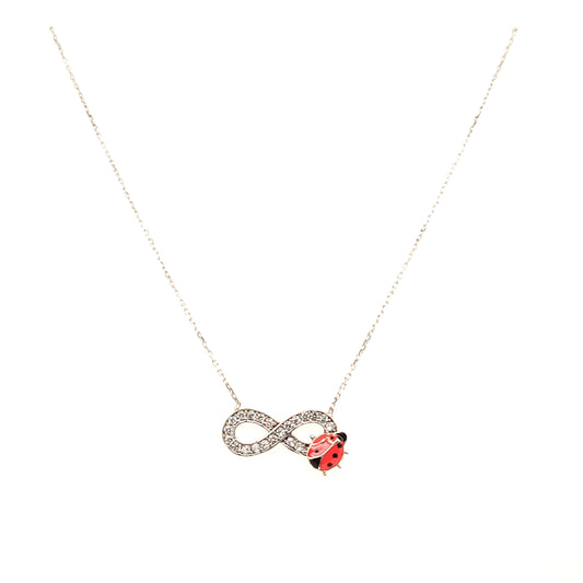 925 Silber |  Halskette Infinity mit Marienkäfer und zirkonia