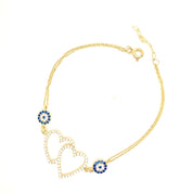 925 Silber |  Armband Herz mit Zirkonia und Nazar
