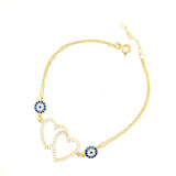 925 Silber |  Armband Herz mit Zirkonia und Nazar