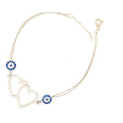 925 Silber |  Armband Herz mit Zirkonia und Nazar