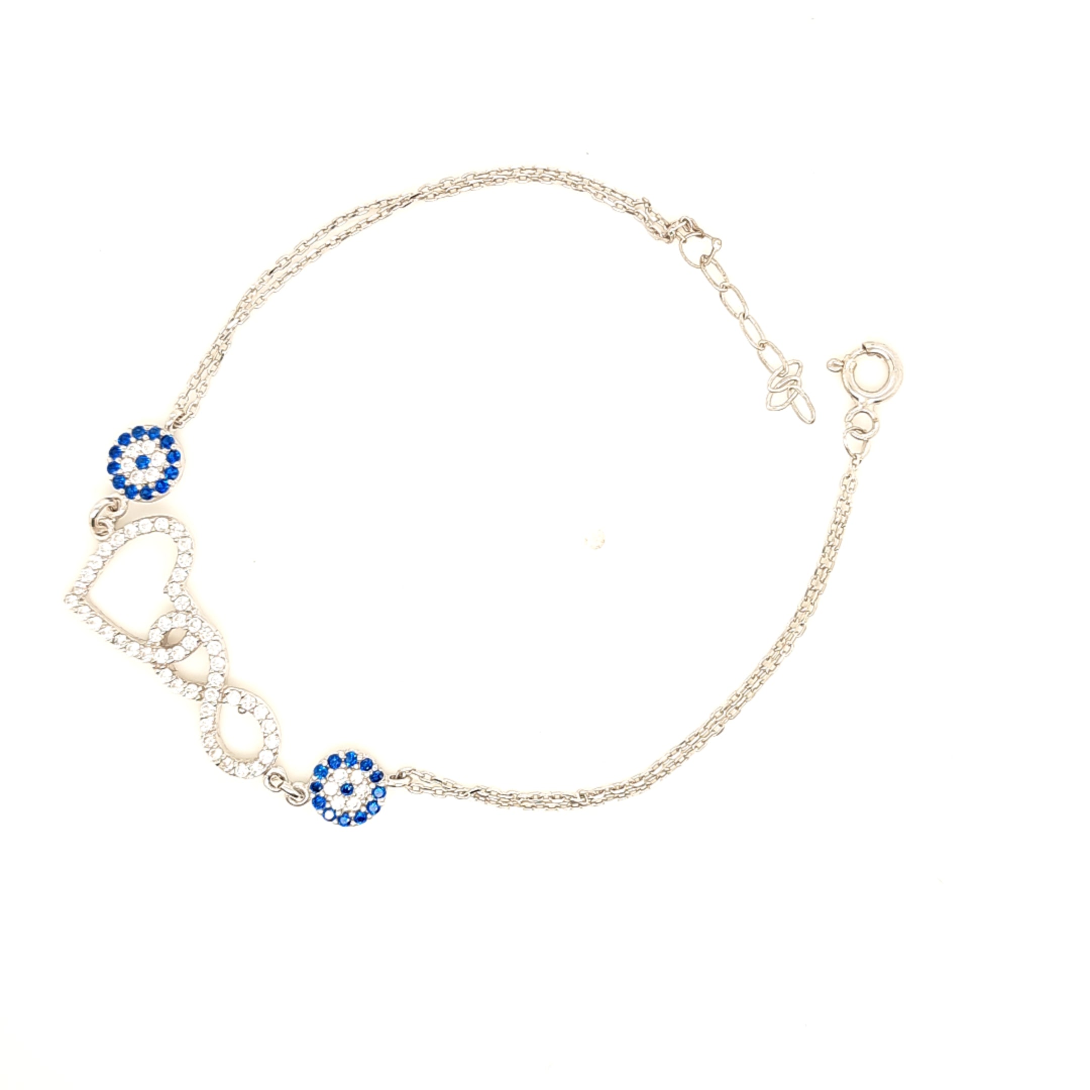 925 Silber |  Armband mit Infinity und Love Nazar
