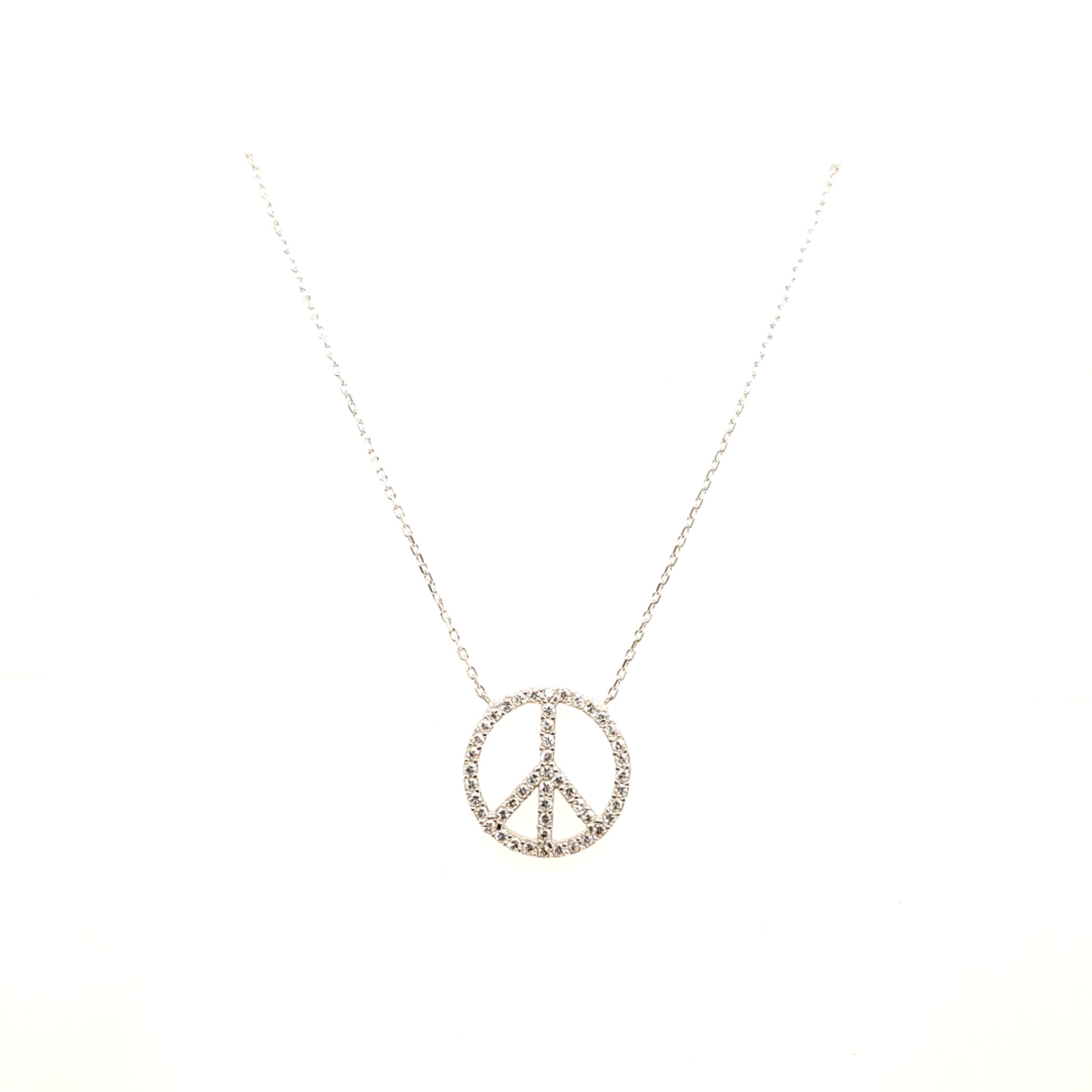 925 Silber |  Halskette Peace mit Zirkonia