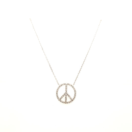 925 Silber |  Halskette Peace mit Zirkonia