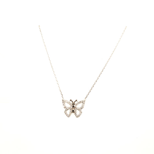 925 Silber |  Halskette Schmetterlinge mit Zirkonia