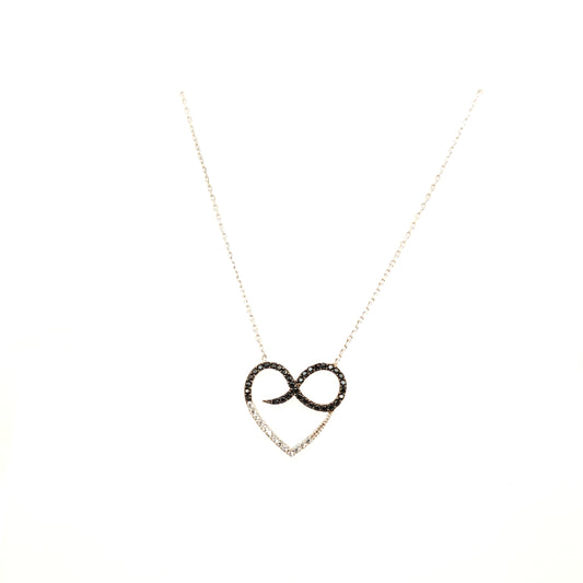 925 Silber |  Halskette Infinity und Herz mit Zirkonia