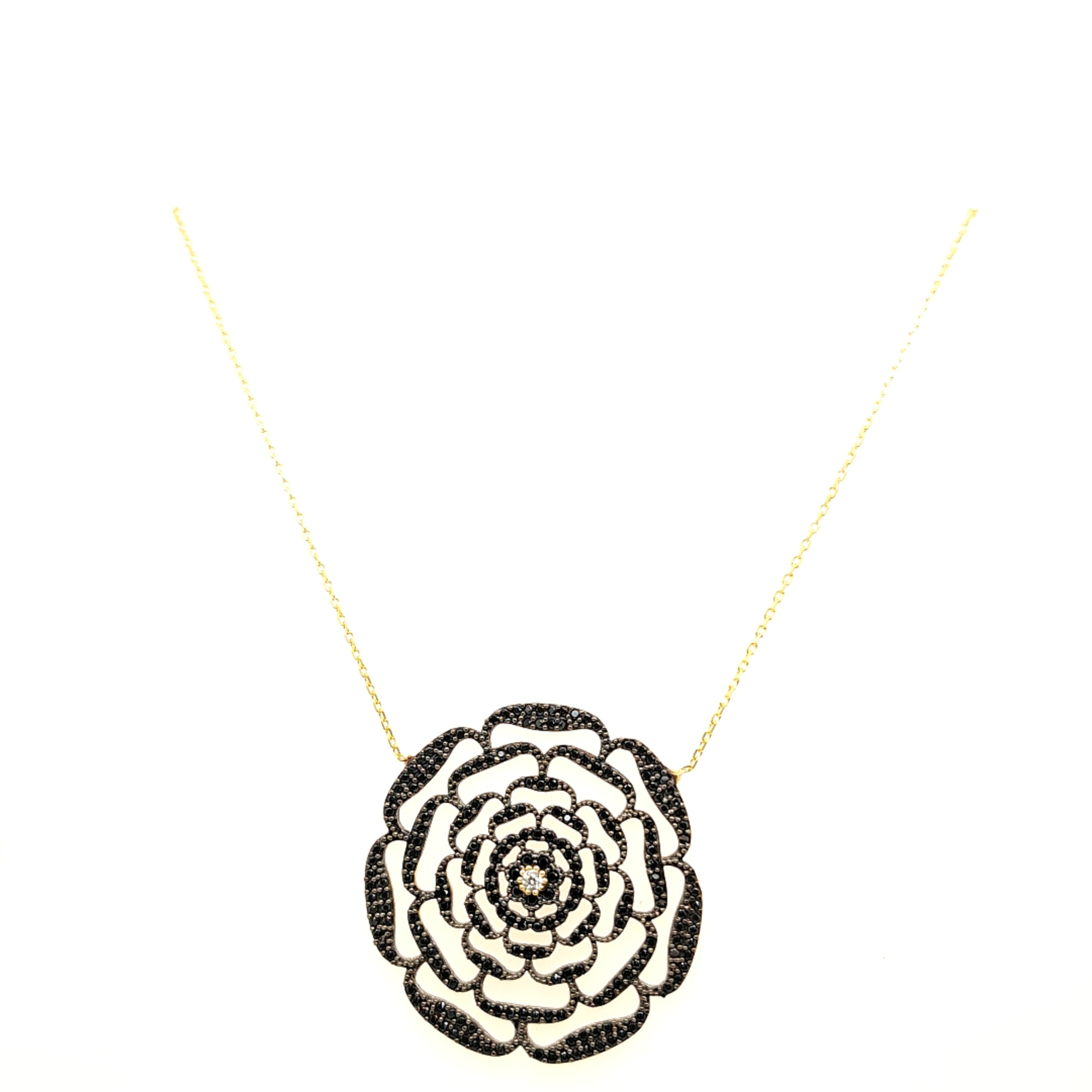925 Silber |  Halskette Rose mit Zirkonia