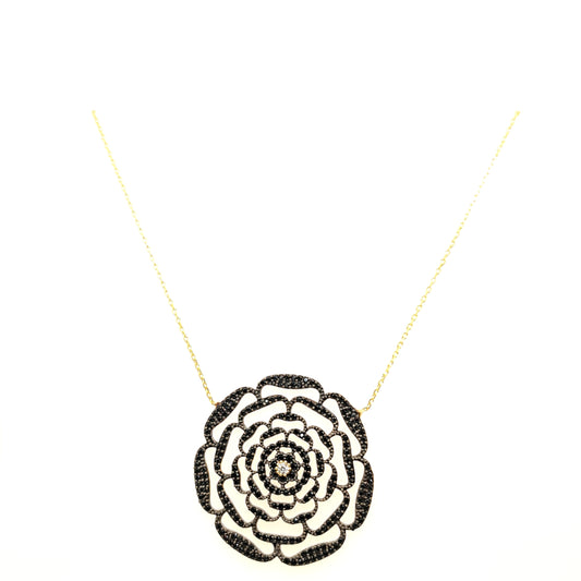 925 Silber |  Halskette Rose mit Zirkonia