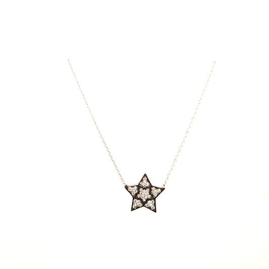 925 Silber |  Halskette Stern mit Zirkonia