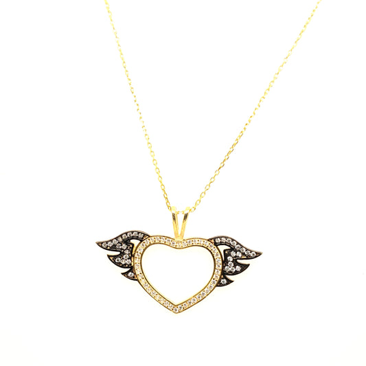 925 Silber |  Halskette AngelHerz mit Zirkonia