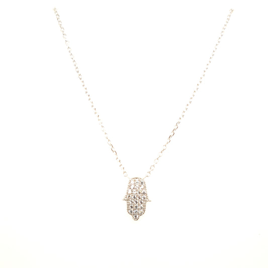 925 Silber |  Halskette Fatimas Hand mit Zirkonia