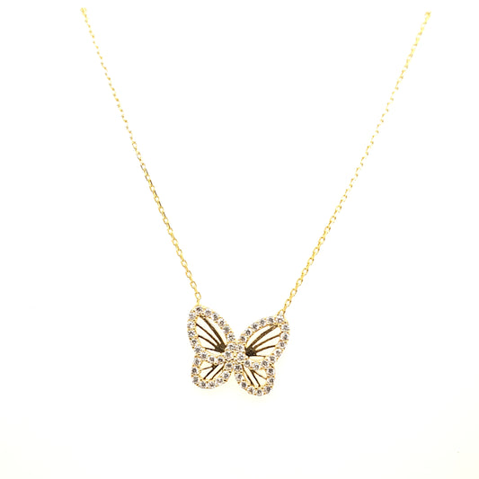 925 Silber |  Halskette Schmetterling mit Zirkonia