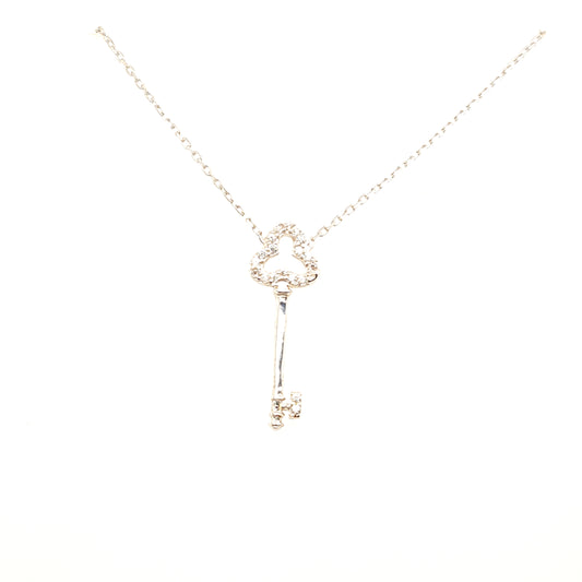 925 Silber |  Halskette Schlüssel mit Zirkonia