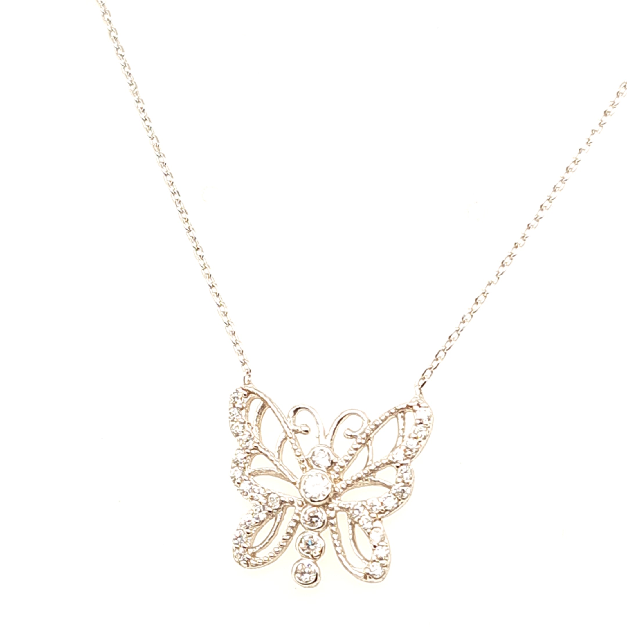 925 Silber |  Halskette Schmetterling mit Zirkonia