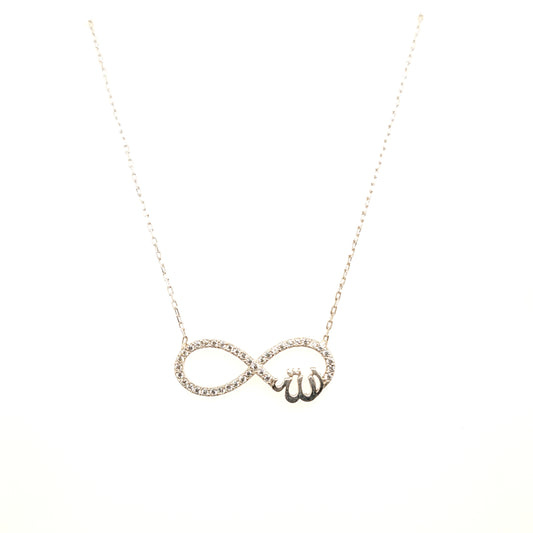 925 Silber |  Halskette Infinity mit Allah und Zirkonia