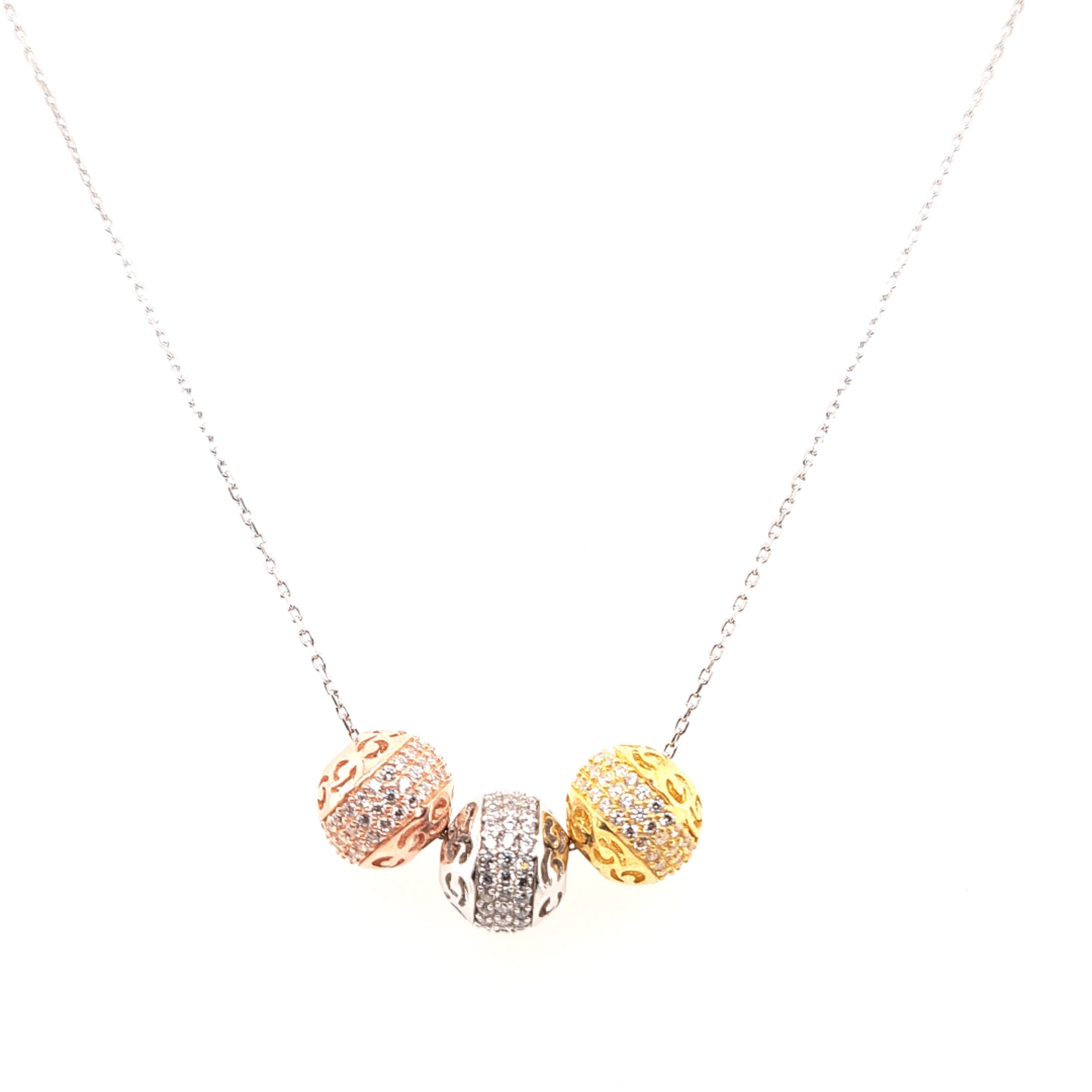 925 Silber |  Halskette Kugel mit Zirkonia