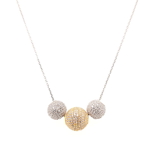 925 Silber |  Halskette Kugel mit Zirkonia