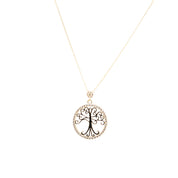 14K Gold | Halskette LebensBaum mit Zirkonia