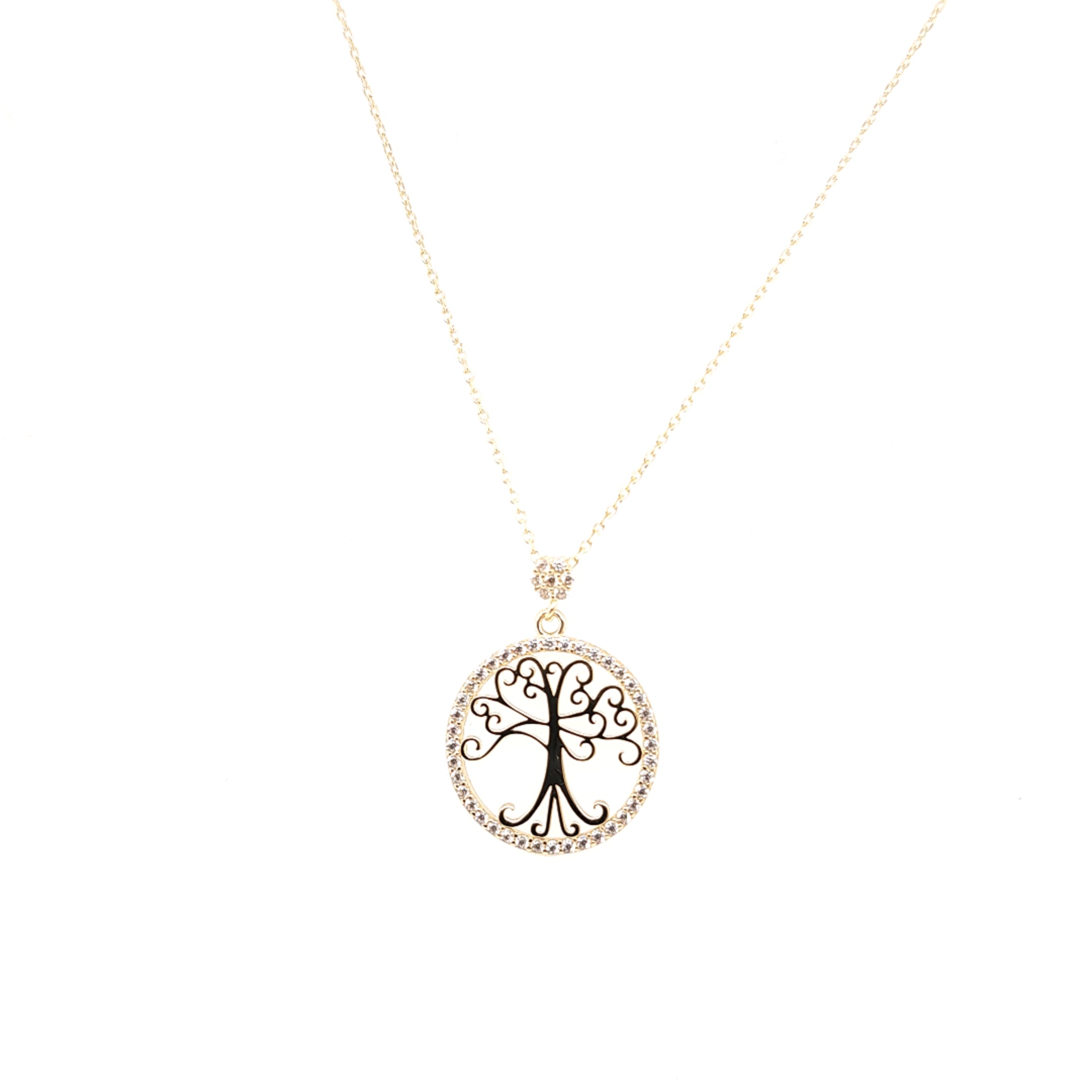 14K Gold | Halskette LebensBaum mit Zirkonia