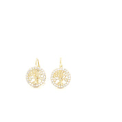 14K Gold | Ohrstecker mit LebensBaum und Zirkonia