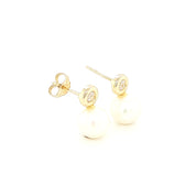 14K Gold | Ohrstecker Perle mit Zirkonia