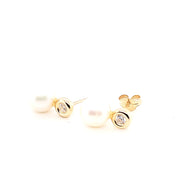 14K Gold | Ohrstecker Perle mit Zirkonia