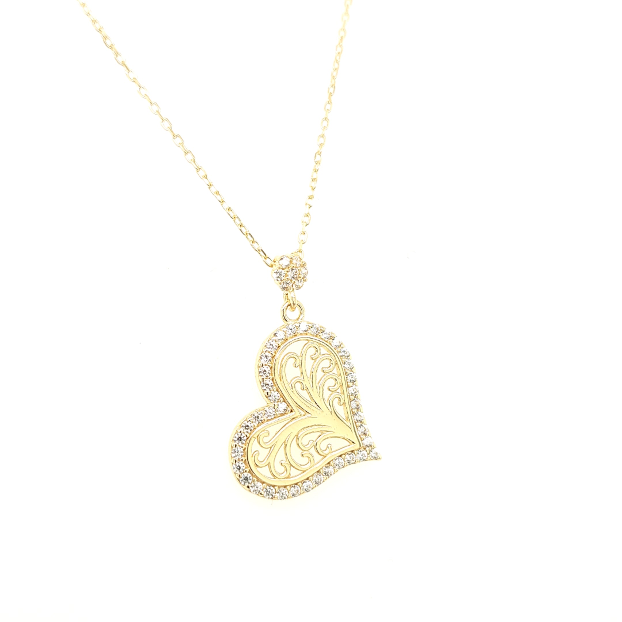 14K Gold | Halskette Herz mit Zirkonia