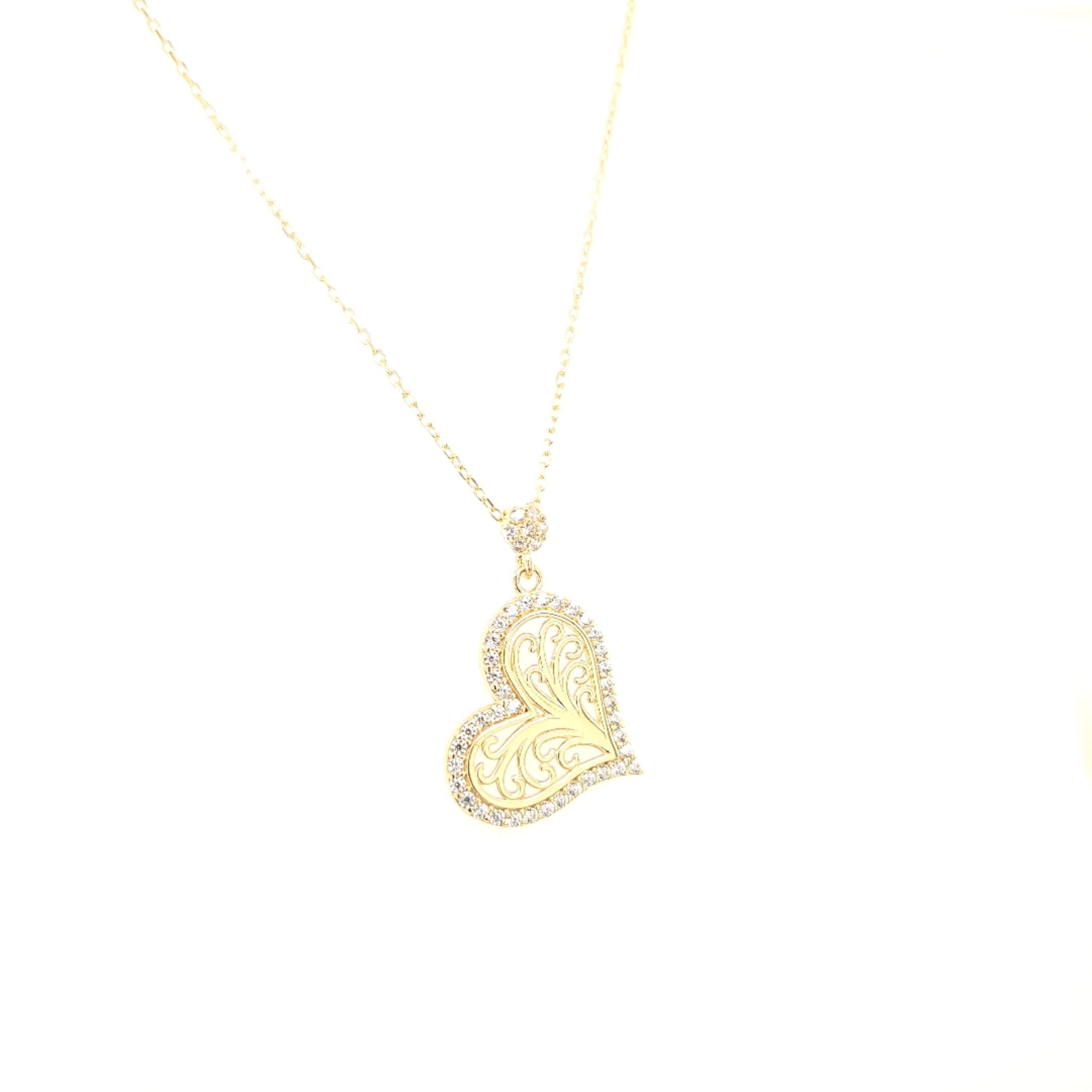 14K Gold | Halskette Herz mit Zirkonia