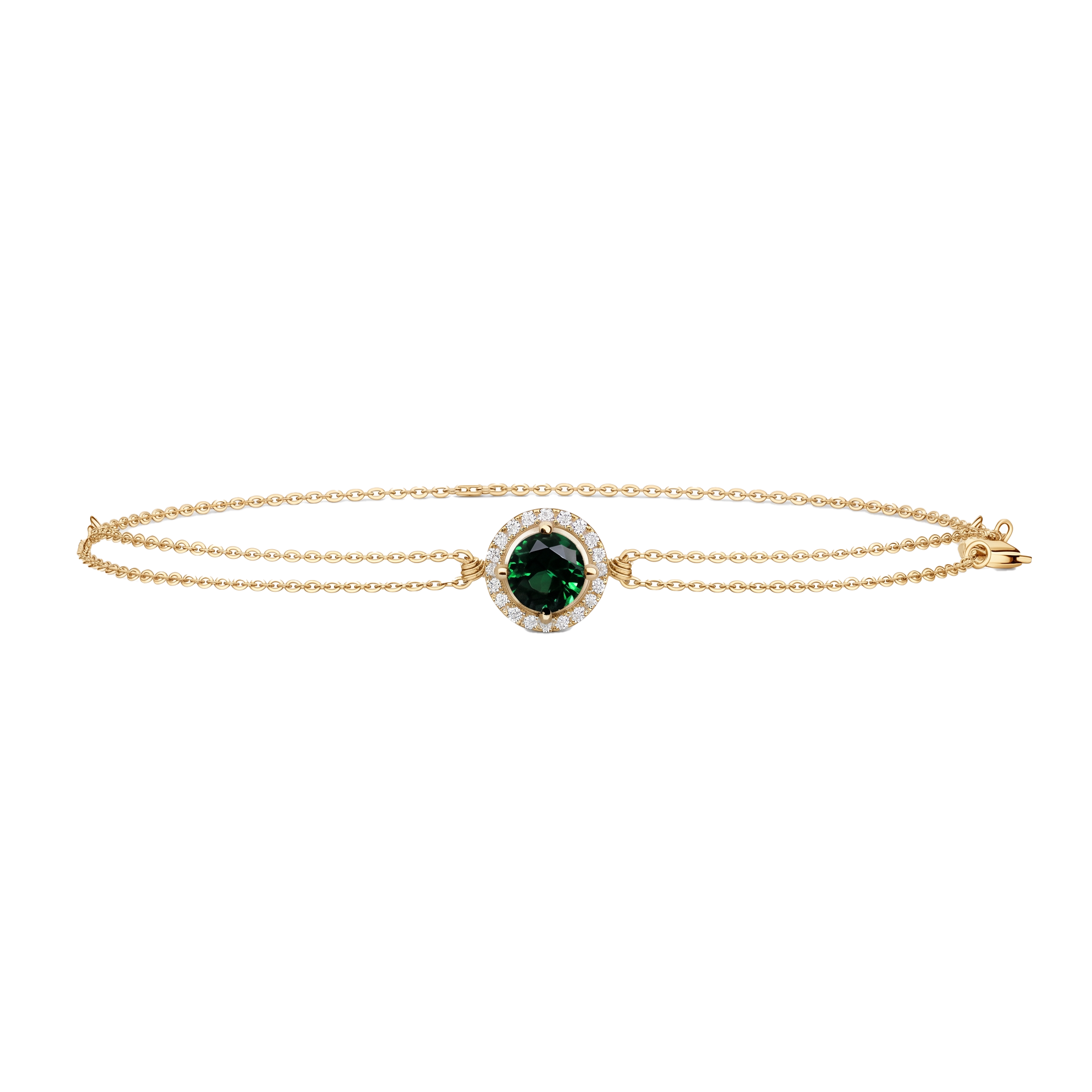 14K Gold | Armband mit grünem Zirkonia AB160
