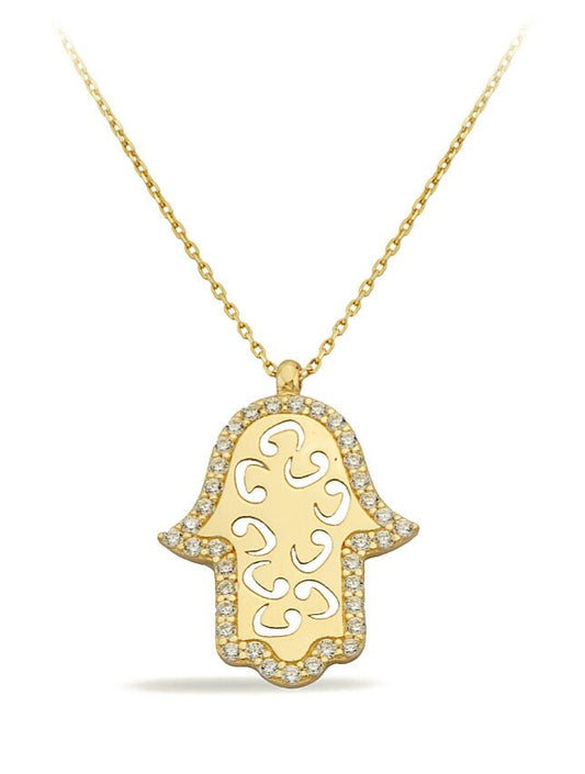 14K Gold | Halskette mit Fatimas Hand K1928