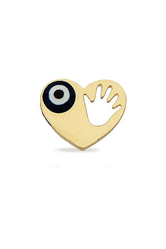 14K Gold | Ohrstecker mit Herz und Nazar KP0402A