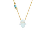 Fatimas Hand Opal kette mit Nazar White