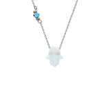Fatimas Hand Opal kette mit Nazar White