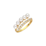 Pointed Pearl Zirconia Ring