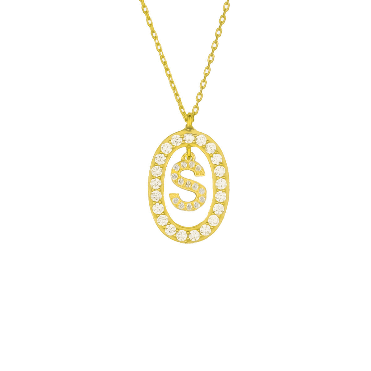 Oval Zirkonia Buchstaben Kette (7017623289901)