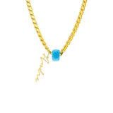 Signatur Namenskette Gersten mit Blauen Naturstein