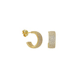 White CZ Single Line Eternity Hoop Earrings